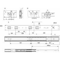 Направляющая шариковая h45 L-500 с доводчиком SOFT CLOSE PRIME by AKS 114797 (старый код 89855)