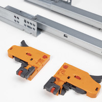 Направляющая скрытого монтажа L-350 с доводчиком ДСП16-18mm с замками компл. левая+правая 3D полное выдвижение AKS 91257