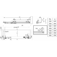 Направляющая Q Type скрыт.монтаж L-450 доводчик ДСП16-18mm с замками, левая+правая, полное выдвиж AKS 87895