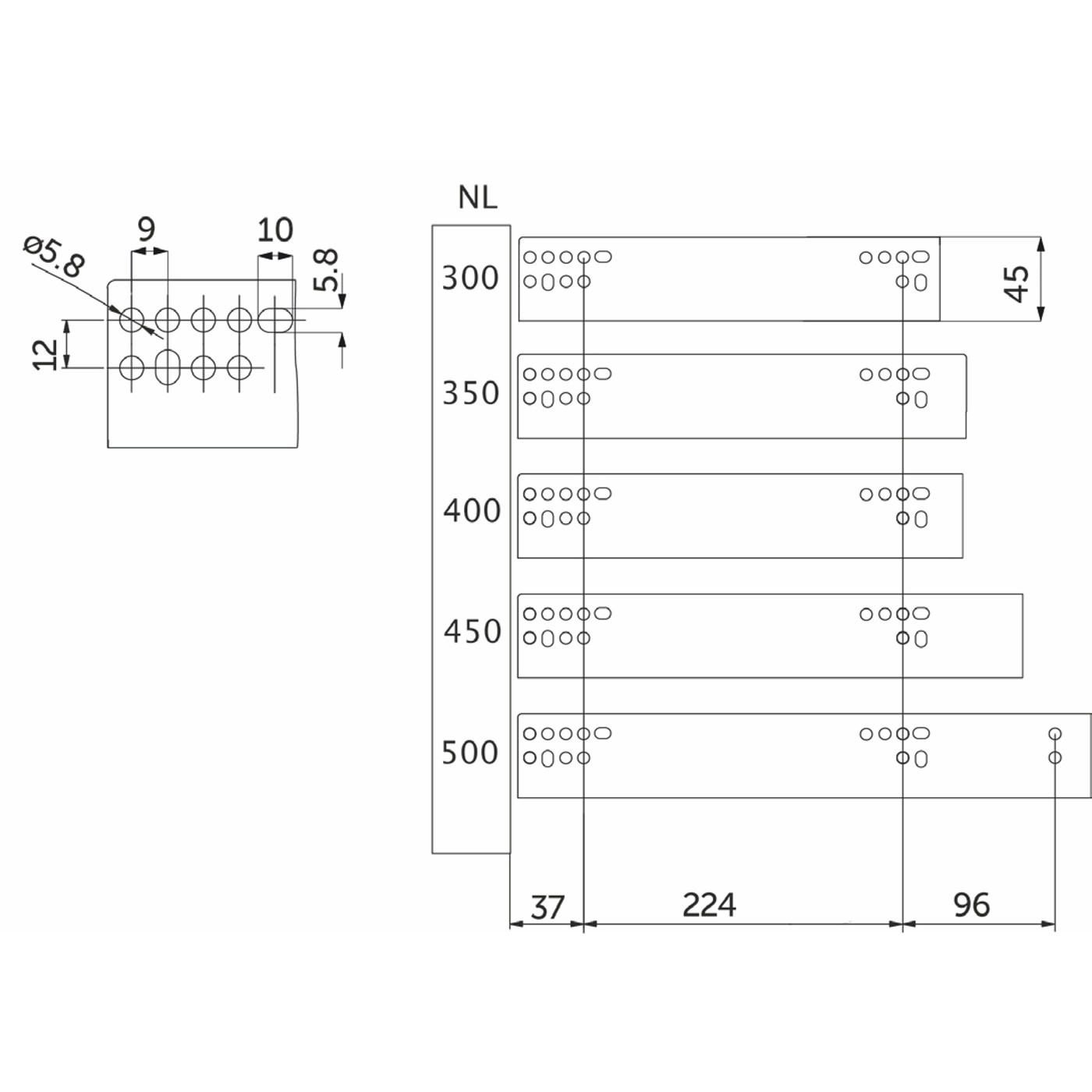 Направл. скрытого монтажа L-400 полного выдвижения Push to open (Slimbox) AKS  56966