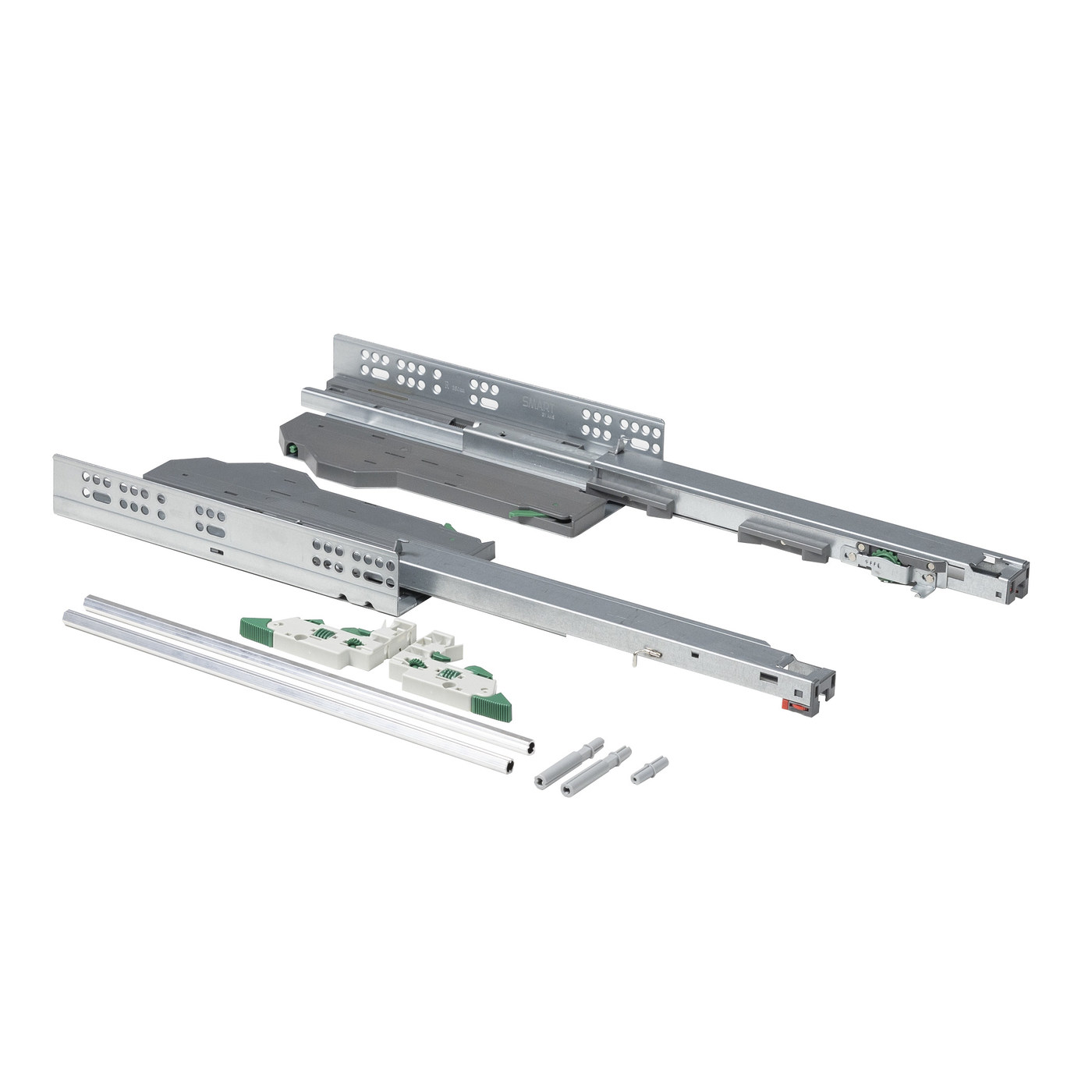 Направляющая скрытого монтажа L-500 push to open+довод ДСП16-18mm с замками левая+правая AKS 92939