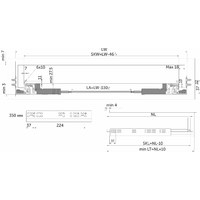 Направляющая скрытого монтажа L-350 push to open+довод ДСП16-18mm с замками левая+правая AKS 92936