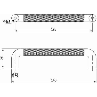 Ручка мебельная скоба мет. FLUID 128 графит AKS 103276
