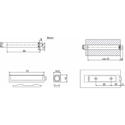 Механизм Tip on с резиновым  наконечником, серый AKS 82723