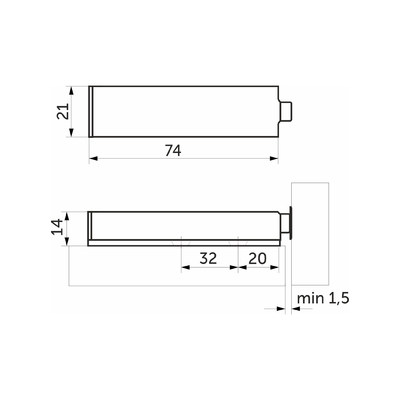 Толкатель push-to-open в металлическом корпусе, магнит. наконечник AKS 74055