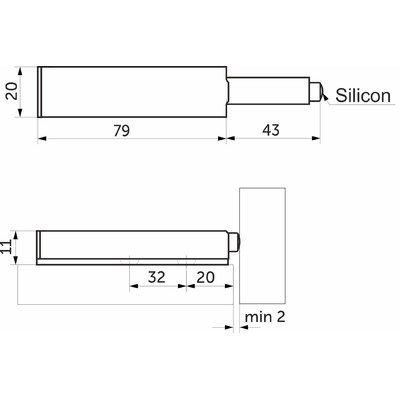 Толкатель в металическом корпусе, с силиконовым наконечником AKS 92365