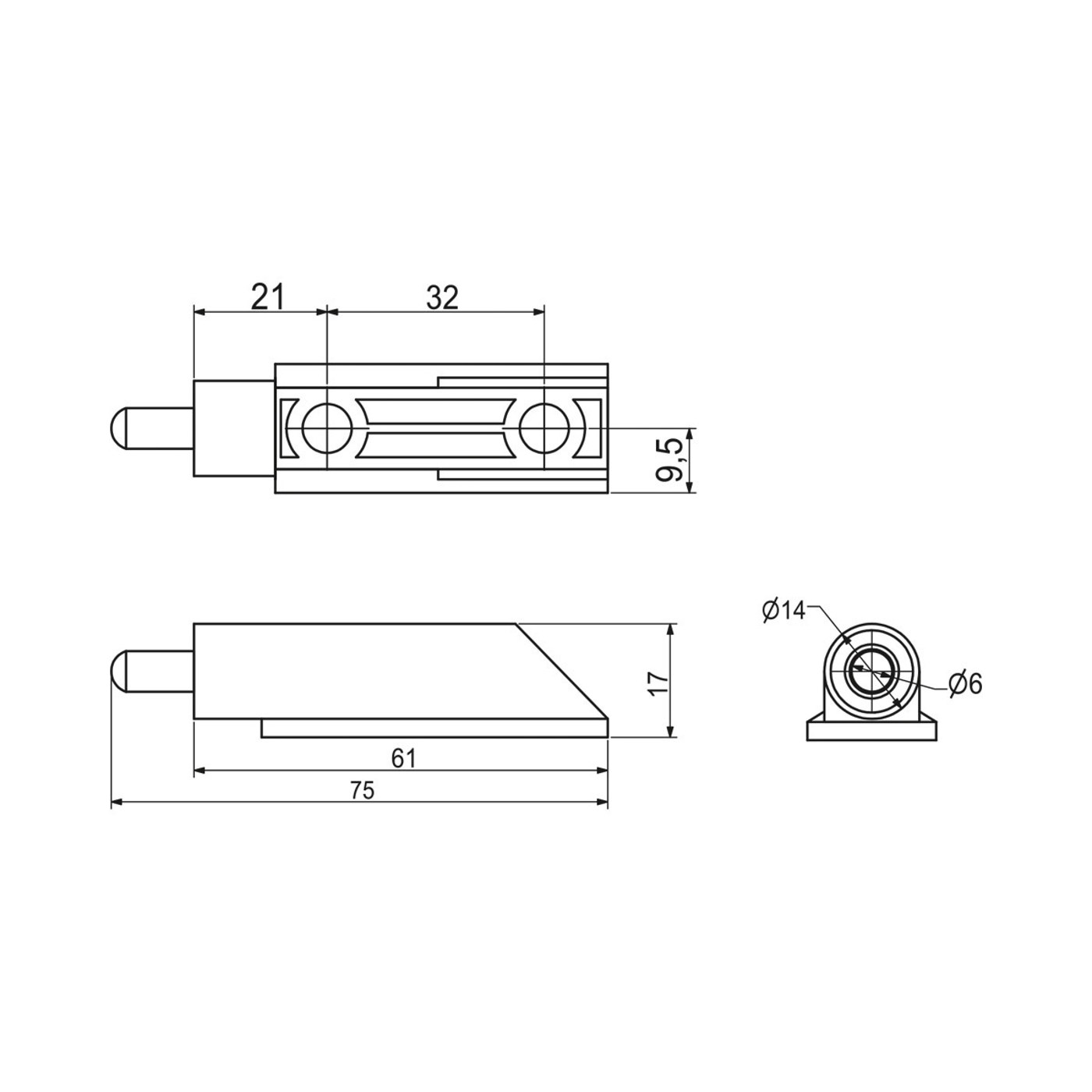 Амортизатор накладной+врезной прямое крепление, белый AKS 51861