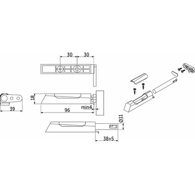 Толкатель push-to-open наконечник с фиксацией накладной белый AKS PLUS 105008