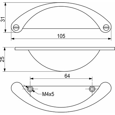 Ручка мебельная скоба мет. PATIO 64 античный никель AKS 62057