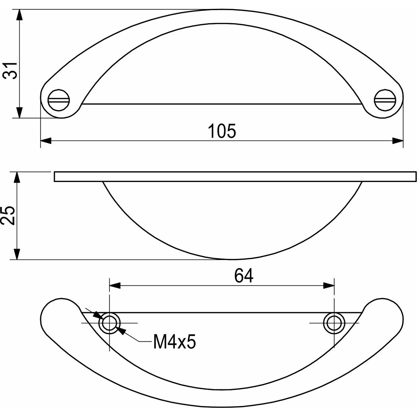 Ручка мебельная скоба мет. PATIO 64 античный никель AKS 62057