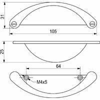 Ручка мебельная скоба мет. PATIO 64 античный никель AKS 62057