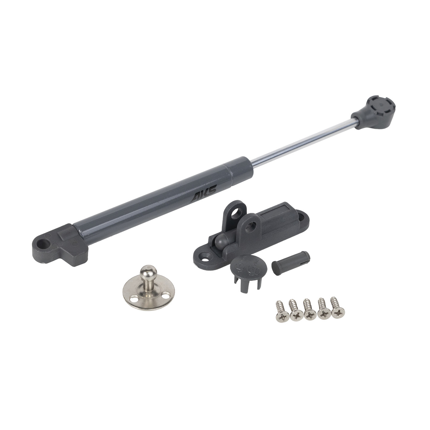 Газлифт 80N серый, с амортизатором с фиксацией в любом положении AKS  73078