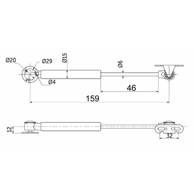 Подъемник газовый верхний 80N короткий белый AKS 95107