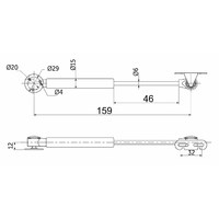 Подъемник газовый верхний 80N короткий белый AKS 95107