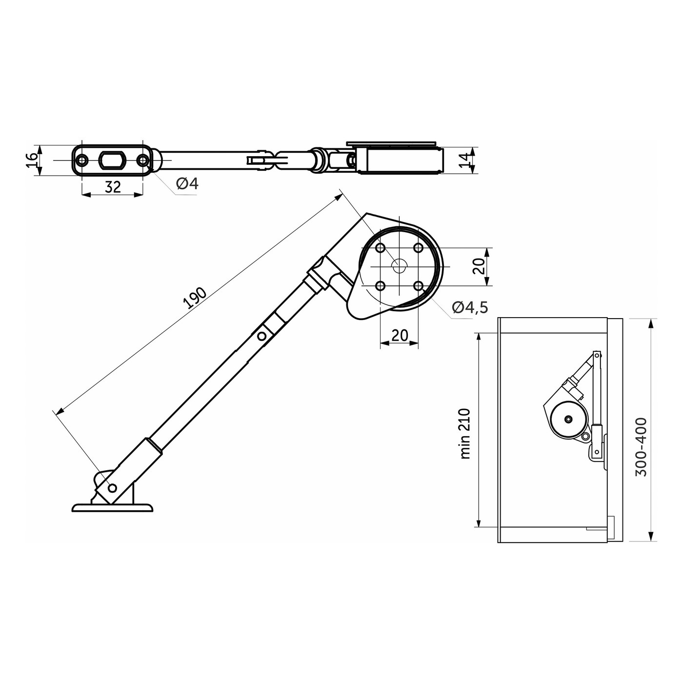 Подъемный механизм барный нижний SMART LIFT AKS 91224