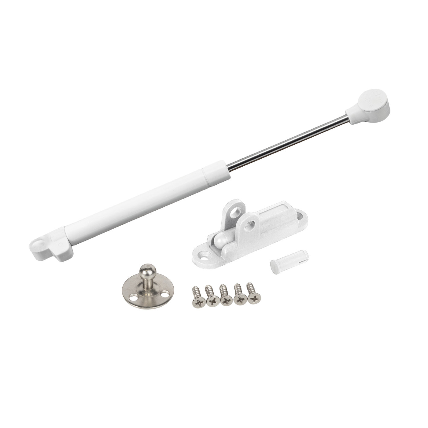 Подъемник газовый верхний 100N с доводчиком и фиксацией в положении белый AKS 73082