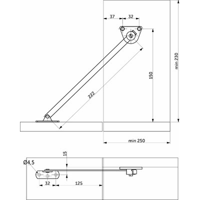 Откидной механизм нижний с шарниром РП AKS 22825