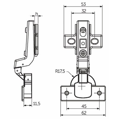 Петля вкладная 07 без пружины h0 clip-on AKS  56104