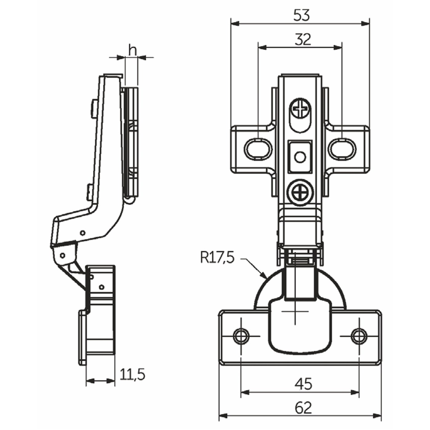Петля вкладная 07 без пружины h0 clip-on AKS  56104