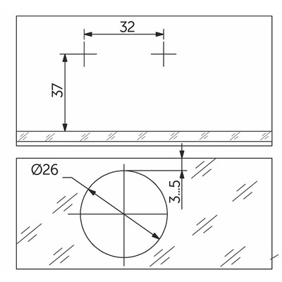 Петля для стекл. двери внутр. 07 с крепл. h0 без еврошурупа загл. хром AKS 39200
