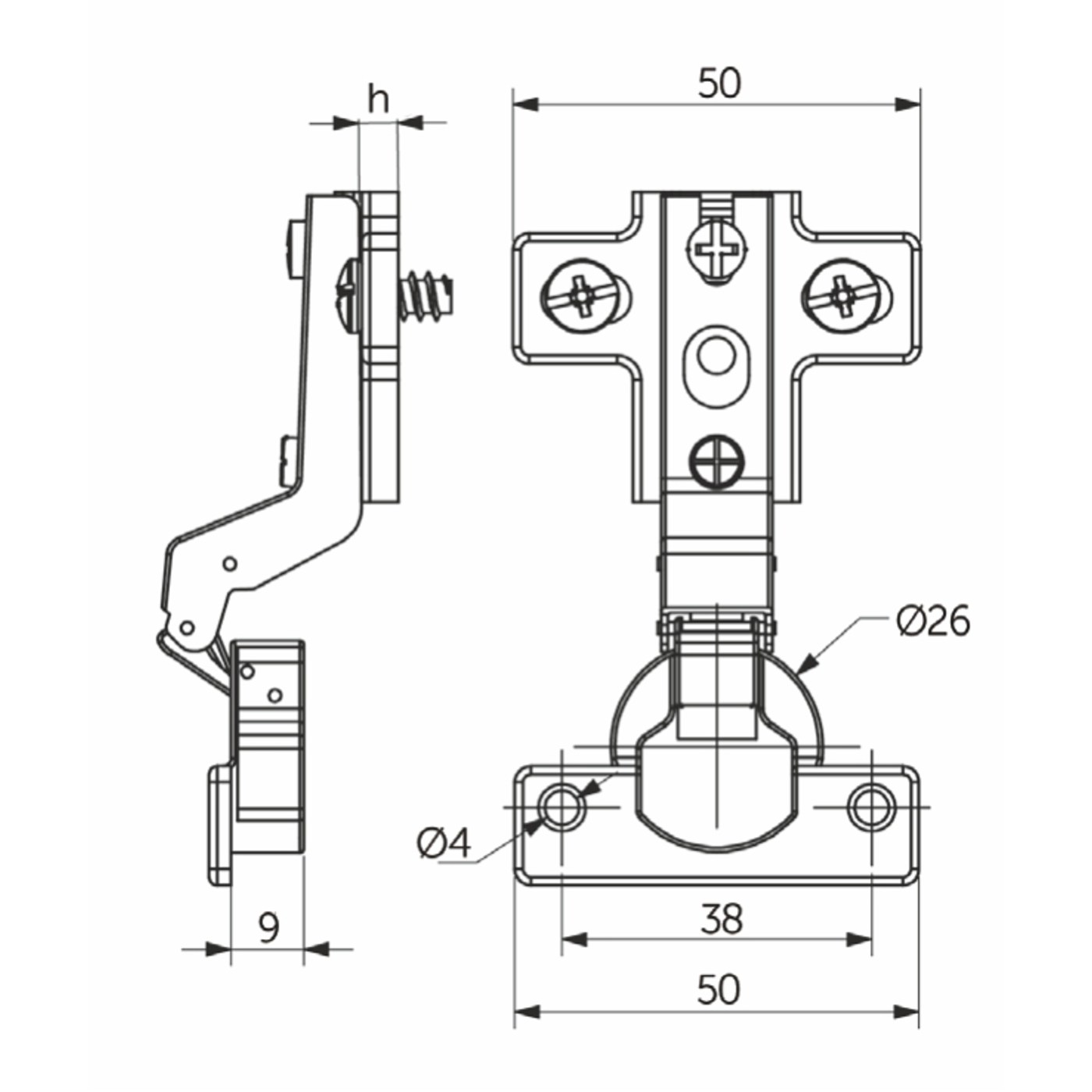 Петля вкладная мини 07  h0, с еврошурупом  AKS  44761