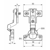 Петля вкладная мини 07  h0, с еврошурупом  AKS  44761