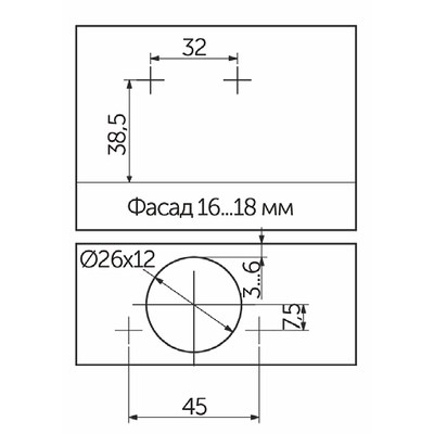Петля вкладная мини 07  h0, с еврошурупом  AKS  44761