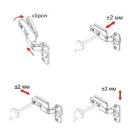 Петля вкладная 07 с доводчиком 45мм h0 clip-on УЗКАЯ 3D рег. к-т заглушек+сам,черная AKS PLUS 80557