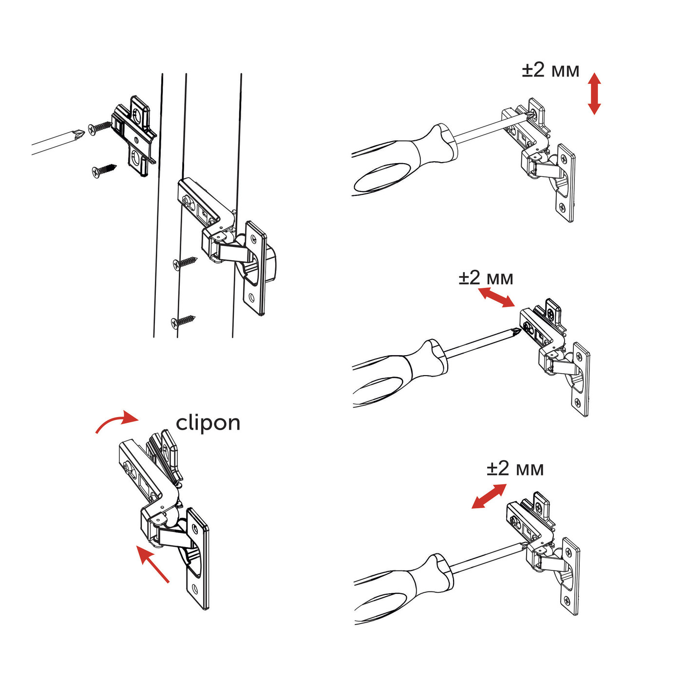 Петля вкладная 07 с доводчиком 45мм h0 clip-on, саморезы, заглушки AKS PLUS 54113