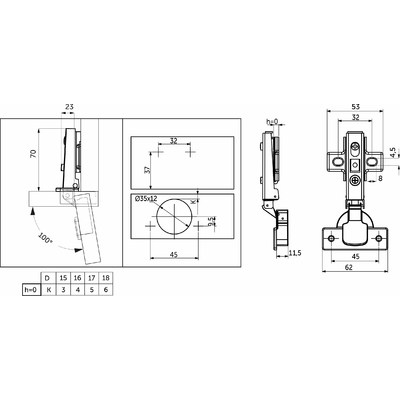 Петля гидравлическая накладная 09 + clipon AKS LIGHT 74160