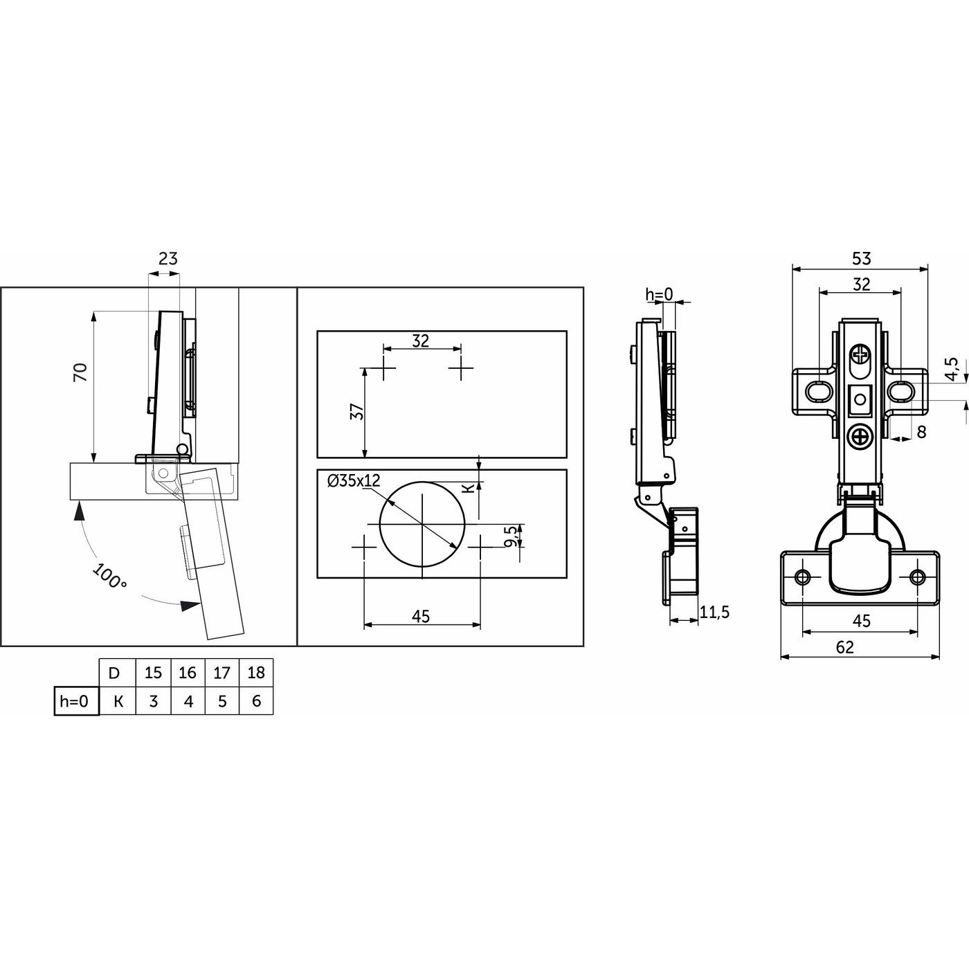 Петля гидравлическая накладная 09 + clipon AKS LIGHT 74160