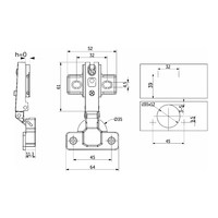 Петля накладная 09, с креплением h0 ,без шурупа 52 гр. AKS LIGHT 29244