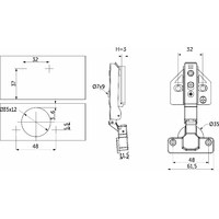Петля накладная 09 48мм h3 с 3D-регулировкой, с доводчиком, с накладками, clipon AKS PLUS 91834