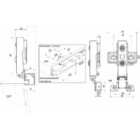 Петля накладная 09 с доводчиком для алюминевого профиля h0, clip-on, черная AKS 88327