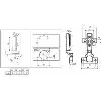 Петля накладная 09, с доводчиком, 45мм планка h0 clip-on б/еврошурупа (аналог 11152) AKS 24153