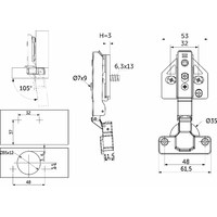 Петля накладная 09 48мм h3 с 3D, с доводчиком, с накладками, clipon AKS PLUS 104660 (нов.арт.113400)