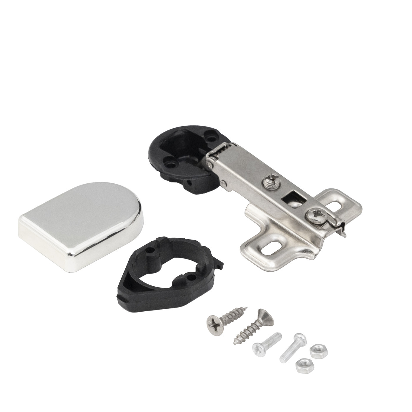 Петля накладная 09 для стекла без доводчика h0 slide-on овальна заглушка хром б/еврошурупа AKS 45802