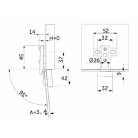 Петля накладная 09 для стекла без доводчика h0 slide-on овальна заглушка хром б/еврошурупа AKS 45802