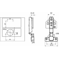 Петля накладная 09 с доводчиком 45м h0 3D заглушки, шурупы в комплекте, clipon AKS PLUS 89949