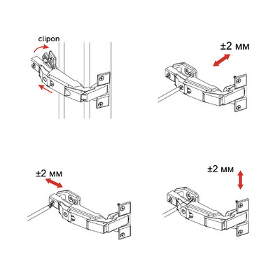Петля накладная 09 с довод 165гр-сов 45мм h0 3D 0-е вхождение clip-on AKS 91996 (нов.код 112658)