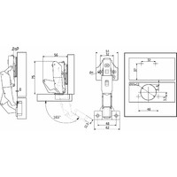 Петля накладная 09 с довод 165гр-сов 48мм h0 3D (саморезы,заглушки) 0-е вхождение clip-on AKS 111858
