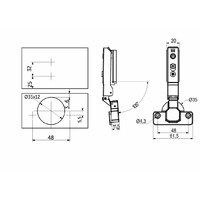 Петля накладная 09 с доводчиком 48 мм h0 3D узкая (саморезы, заглушки) AKS PLUS 66232