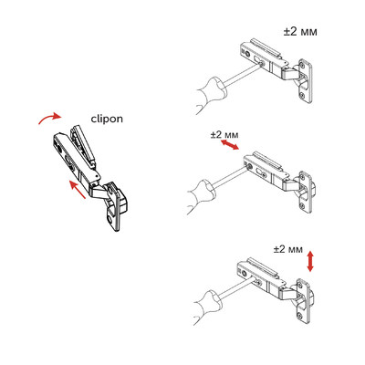 Петля накладная 09 с доводчиком 48 мм h0 3D узкая (саморезы, заглушки) AKS PLUS 66232