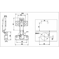 Петля накладная 09, 45мм с креплением Н-0, без еврошурупа 52 гр. GRIDLI 106099
