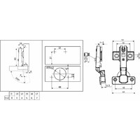 Петля накладная 09 48мм h2 52гр б/еврош. без доводчика GRIDLI (аналог 54705) 111364