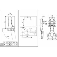 Петля накладная 09 45мм h0 с 3D-рег-кой, с доводч, еврош./накладки, clipon AKS PRIME 113399 (104937)