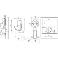 Петля накладная 09 с доводчиком 165 гр. 48мм, планка h2, clip-on 3D PRIME AKS 112684
