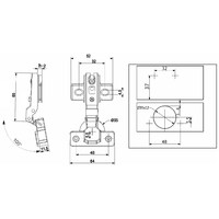 Петля полунакладная 08  48мм, h2 (аналог 11249) AKS LIGHT 77803