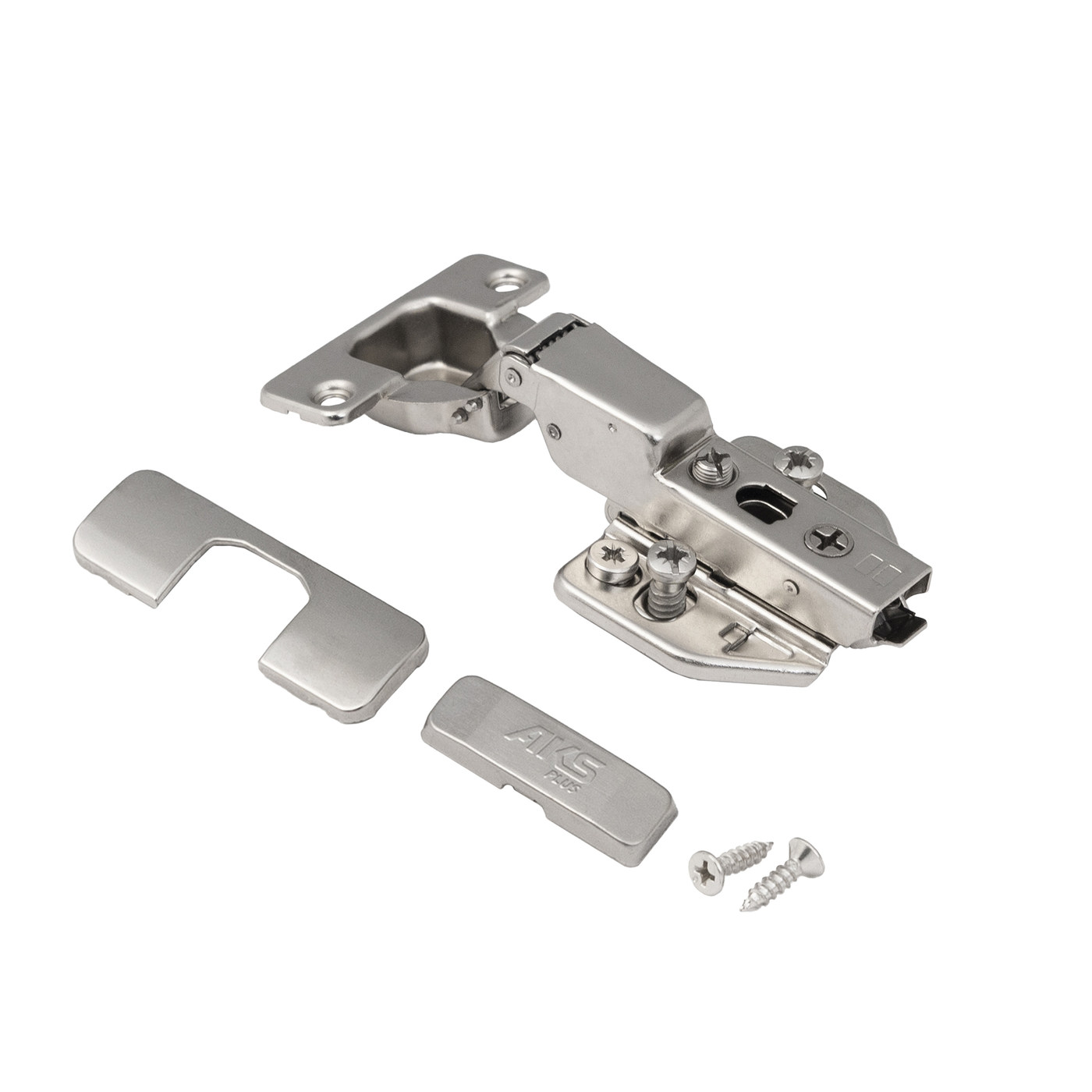 Петля полунакладная 08 h0 с 3D-регул, с доводчиком, с накладками, clipon AKS PLUS 66237