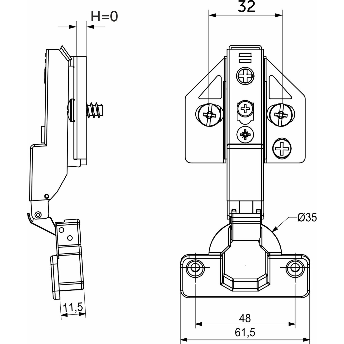Петля полунакладная 08 h0 с 3D-регул, с доводчиком, с накладками, clipon AKS PLUS 66237